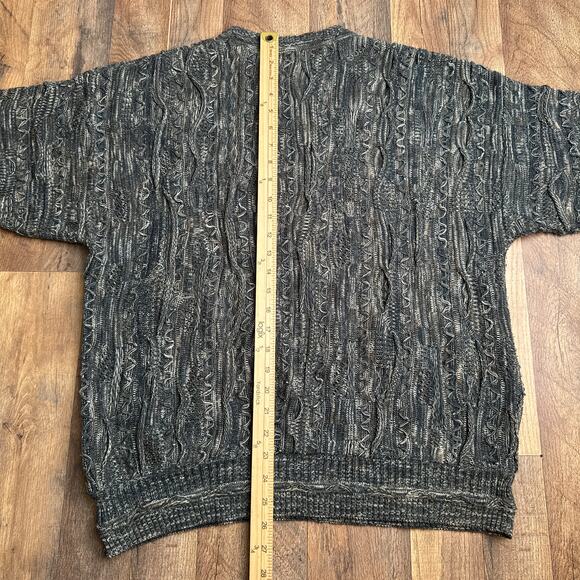 J Ferrar Coogi Style Sweater Men's Medium Gray Crew Neck Textured Knit 6493 - Picture 5 of 9